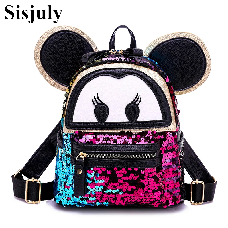 

Mini Sequins Backpack Cute Rabbit Ears Shoulder Bag For Women Girls Travel Bag Bling Shiny Backpack Mochila Feminina Escolar New