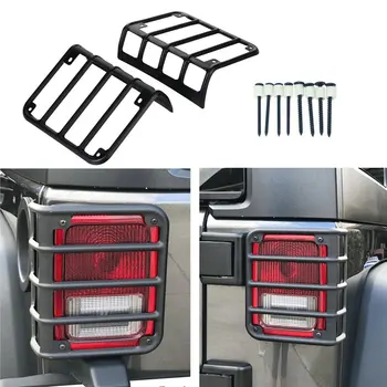 

Pair Lantsun Matte Black Rear Euro Tail Light Guard Cover Protector for 2007-2016 Jeep Wrangler JK Unlimited