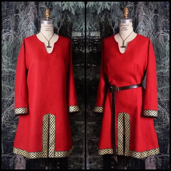 Medieval Renaissance Tunic Top Shirt Norseman Saxon Cosplay Men Costume