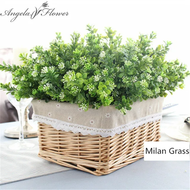 

7 branch/bouquet plastic artificial grass Green plant milan grass with leaf Setting plant wall decor flower accessories plant