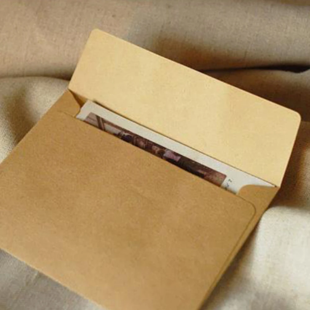 10PCS/lot Vintage Kraft Paper Envelope Postcard Greeting Card Cover