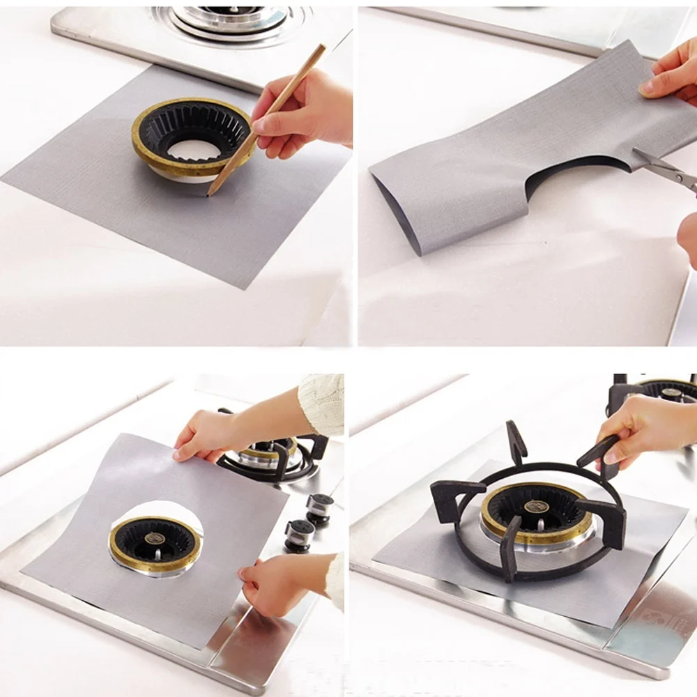 

Square Washable Heat Resistant Gas Hob Gas Burner Cooker Protector Reusable Non Stick Easy Clean Anti Fouling Pad Hot