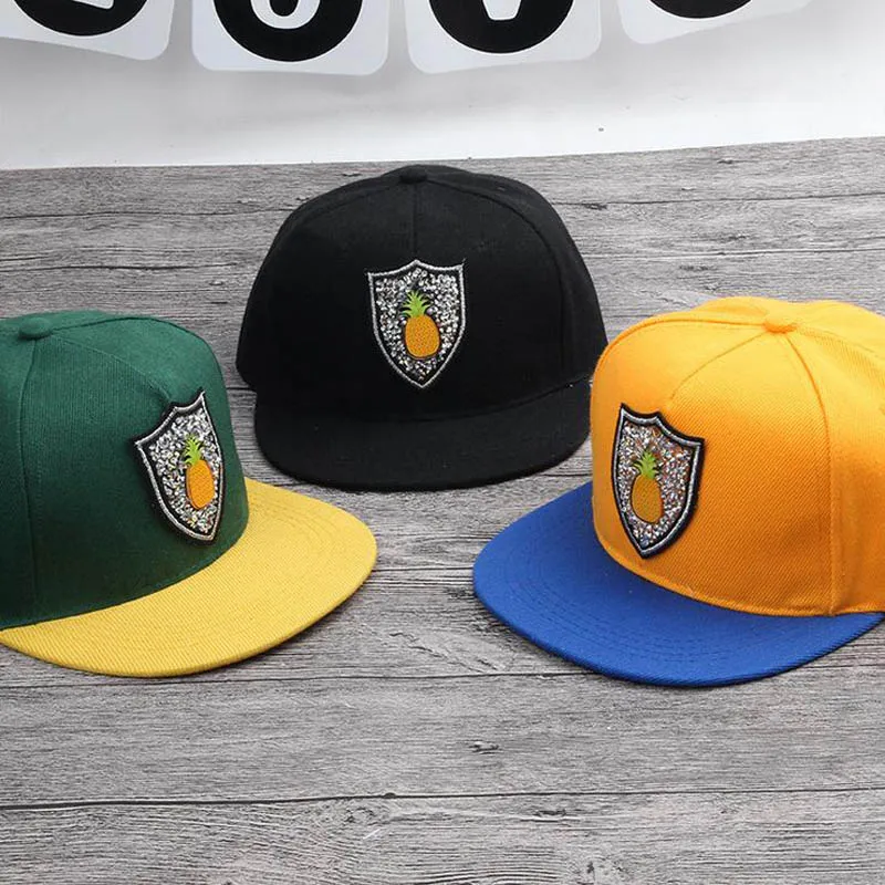 

2017 Korean Children Hip Hop Baseball Cap shield pineapple Autumn kids Sun Hat Boys Girls snapback Caps for 2-9 years old