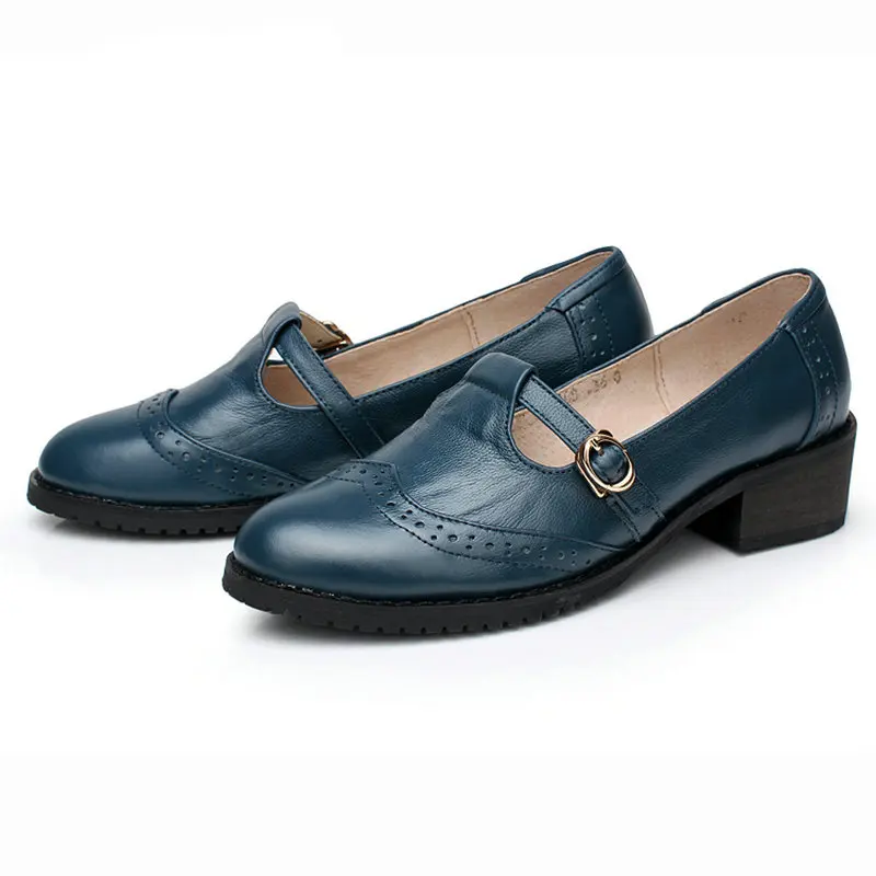 Spring Models Low heeled Vintage Mary Jane Women's Shoes Loafers Buckle