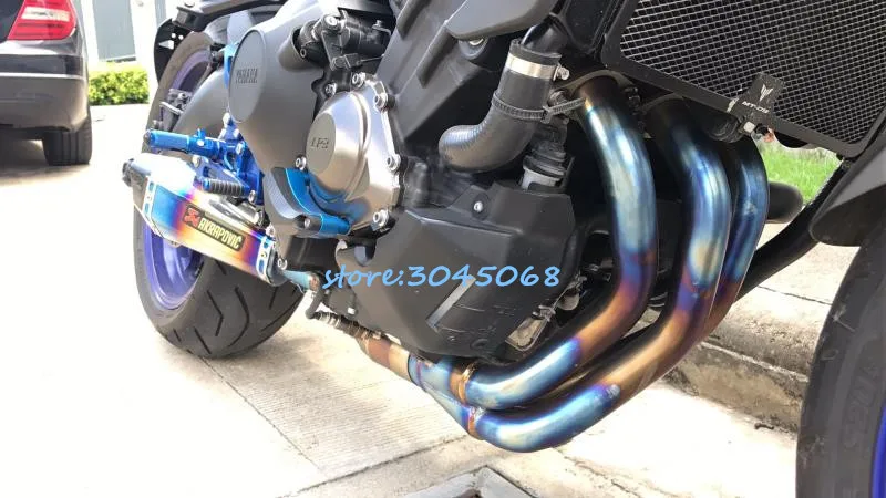 Completa del sistema de Escape de la motocicleta tubo de Escape modificado medio enlace tubo silenciador con etiqueta para Yamaha MT-09 FZ-09 MT09 FZ09