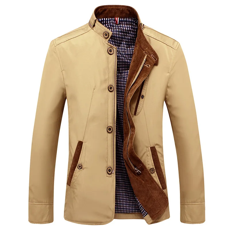 Новая мужская куртка с воротником-стойкой и пуговицами, тонкие мужские куртки и пальто, весенне-осенняя верхняя одежда, ветровка, пальто, брендовая мужская одежда