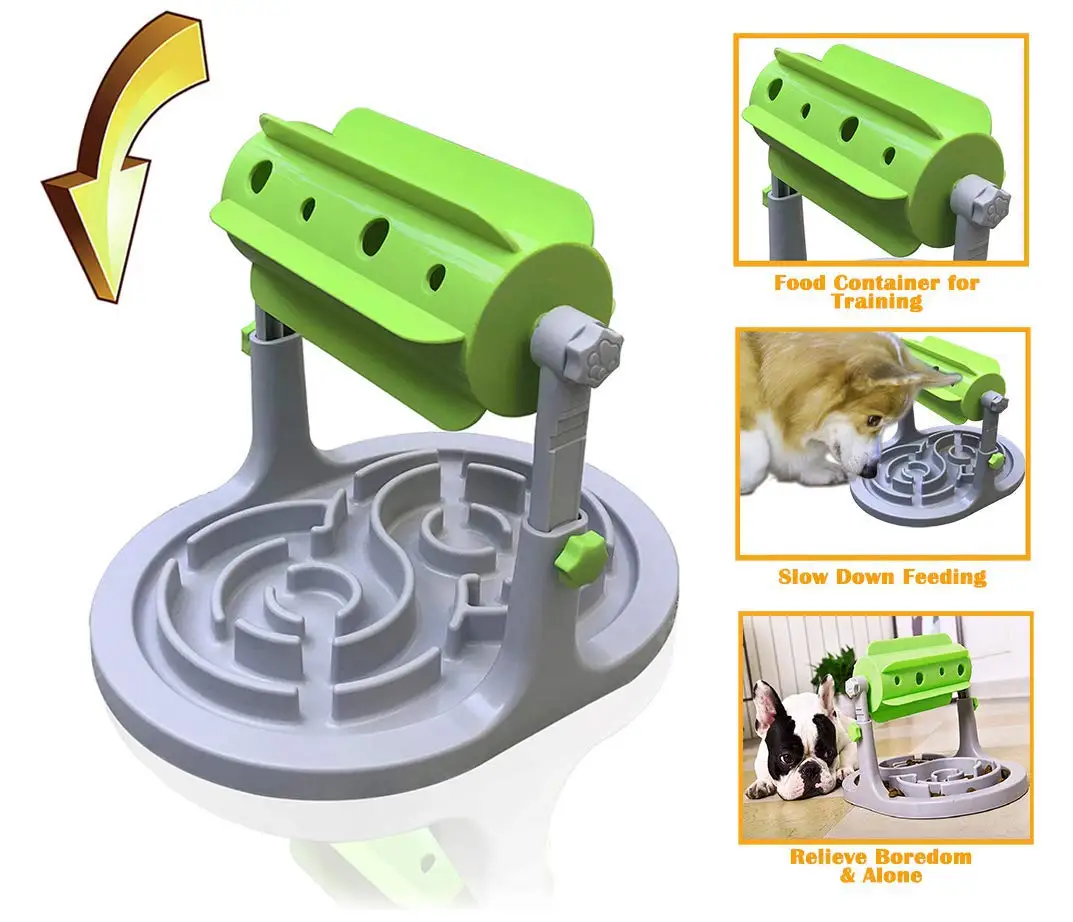 

Interactive Dog Cat Bowl Slow Feeder IQ Training Toy Anti Choke Slower Feeder Bowl Adjustable Treats Dispenser Doggy PW042