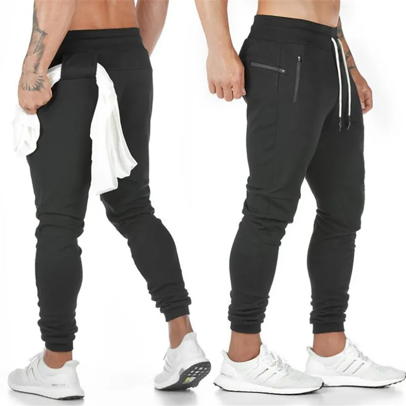 

2019 New Men Gyms Pants Casual Elastic Cotton Mens Fitness Workout Pants Skinny Sweatpants Trousers Jogger Pants