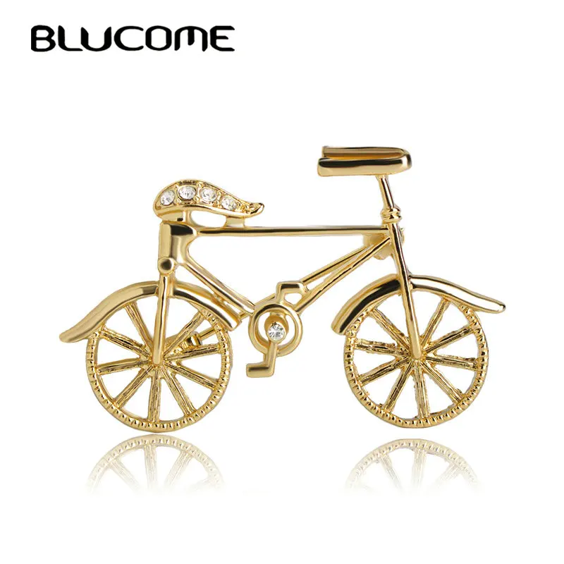 

Blucome Cool Bike Brooches For Women Girls Gold-color Small Bicycle Model Brooch Pins Scarf Buckle Man Suit Garment Accessory
