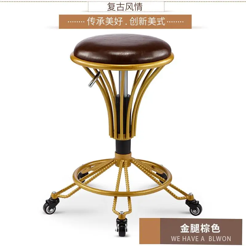 Роскошный Бронзовый парикмахерский стул из микрофибры металла повернуть Лифт красота табуреты Высокая elasticsponge ногтей вышивка стулья - Цвет: 1