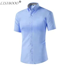 LISIBOOO модная однотонная мужская деловая рубашка рубашки в полоску с воротником Повседневная Летняя мужская рубашка с коротким рукавом Chemise Homme рубашка