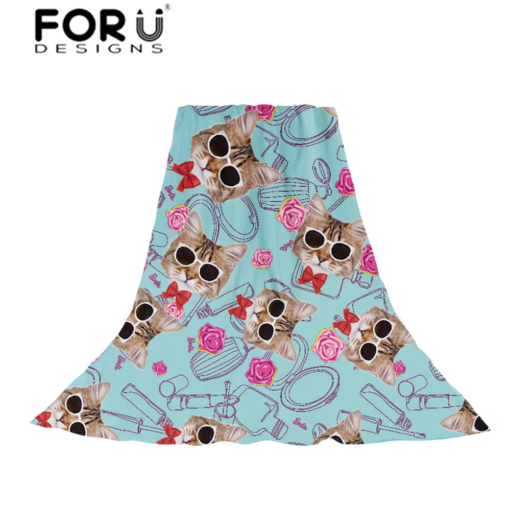 

FORUDESIGNS 3D Cat Face Printing Women Scarves Ladies Funny Design Beach Scarf for Females Bowtie Pattern Kawaii Shawl Foulard