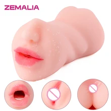 ZEMALIA Doren Male Vagina Three Channel Vagina Masturbator Pussy Adult Sex Erotic Toy for Men Penis Cock Ring Realistic Anal Toy