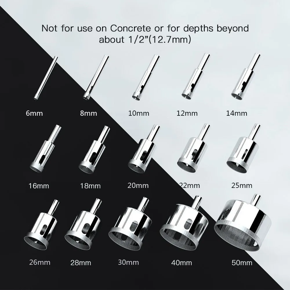 15 шт. набор сверл с алмазным покрытием плитка мрамор стекло Керамика отверстие пилы сверла для электроинструментов 6 мм-50 мм
