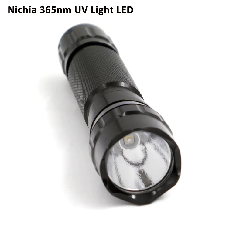 WF 501B черный УФ 365нм светодиодный фонарик лампа nichia 365UV сбоку OP отражатель