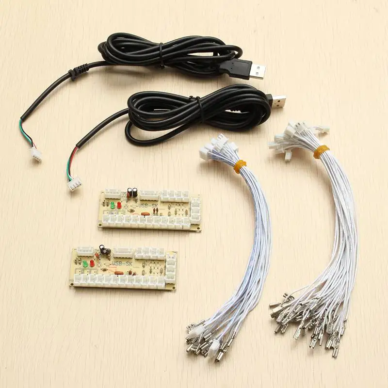 

Replacement Parts 2Pcs/lot DIY Zero Delay Arcade USB Encoder PC To Joystick USB Cable Encoder Board +Push Buttons Wire Cables