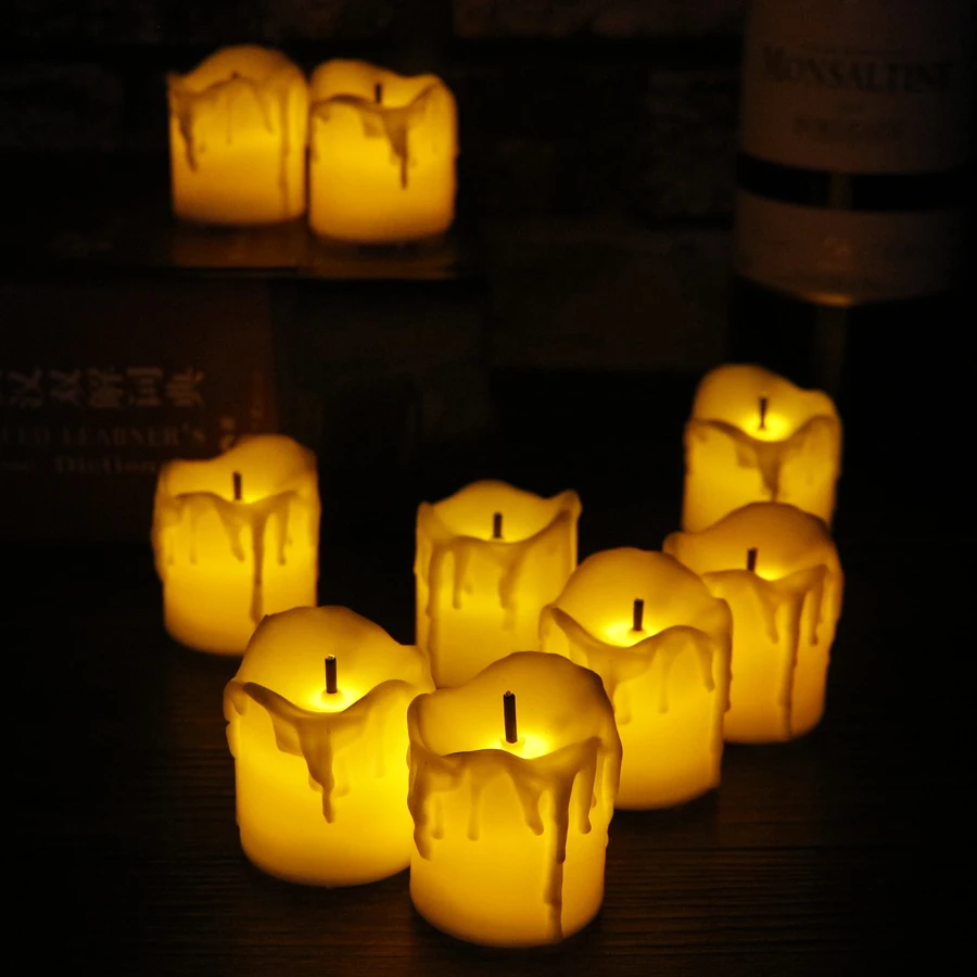 

12pcs Flameless LED Tea Light Simulation Flame Flicker Candles Electronic Candle Lamps for wedding Party Decoration
