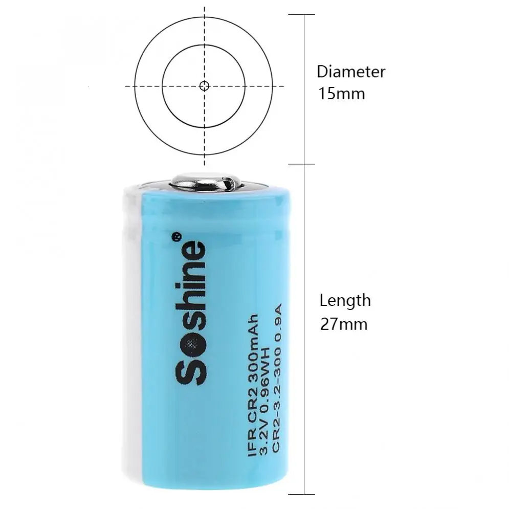 4 шт./лот Soshine IFR CR2 3,2 V 300mAh LiFePO4 аккумуляторная батарея+ батарейный блок для фонарика/фары/камеры