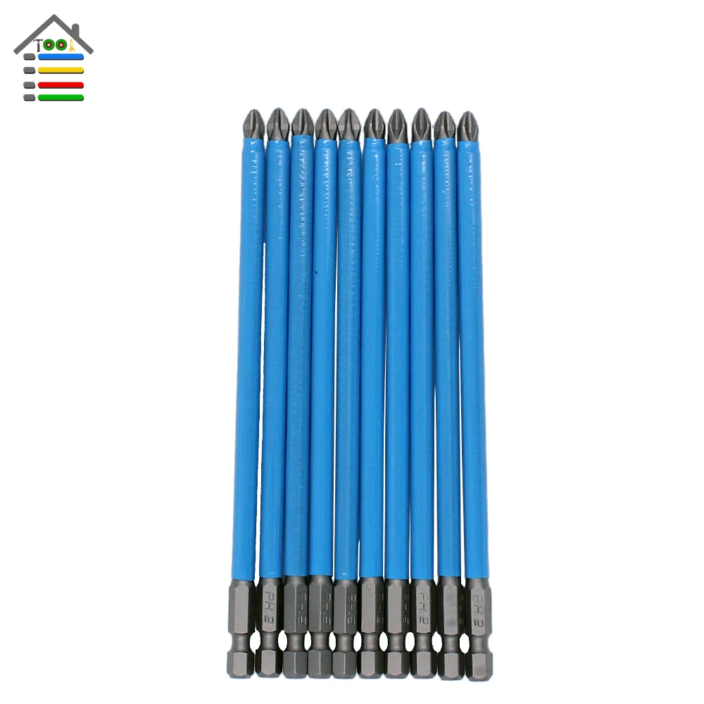 

New 10pc Magnetic Single Anti Slip Screwdriver Bit Set PH2 150mm 1/4"(6.35MM) Hex High Precision Exact Screw Reduces Slip