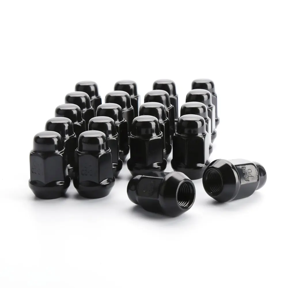 KSP 20x Black steel Lug Nuts (1/2'' 20 thread pitch) Conical Acorn Seat