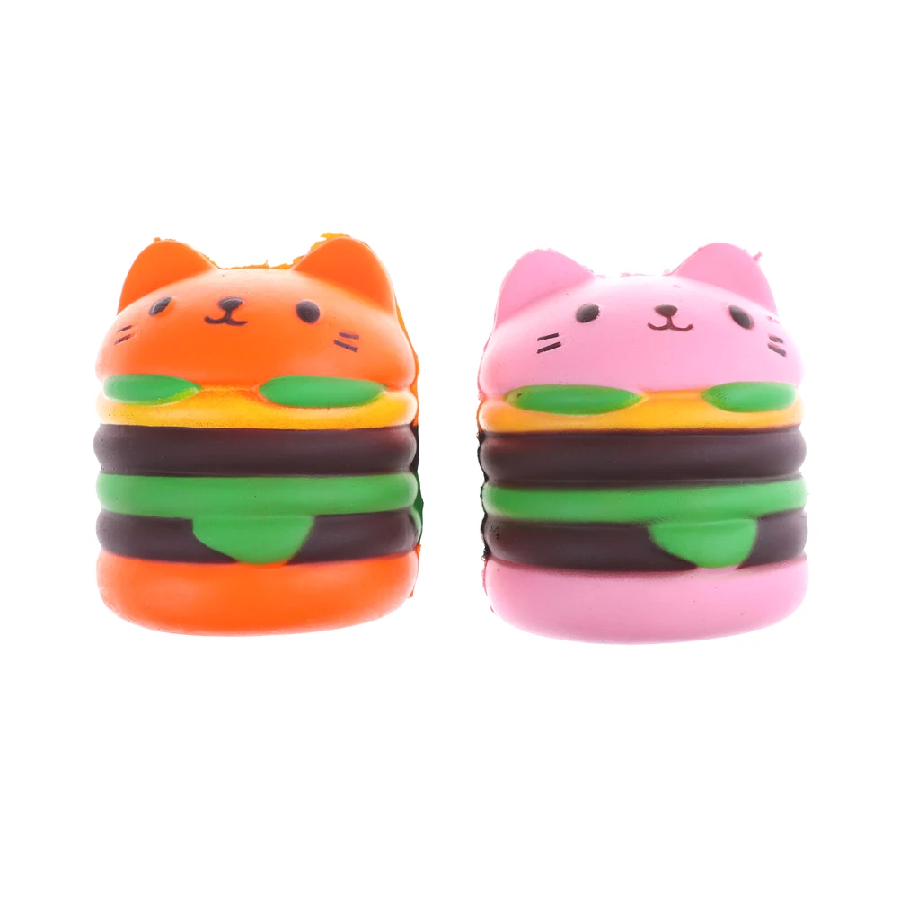 10 см милые Jumbo Squeeze Yummy Hamburger Cat Bear мягкие медленно поднимающиеся ремни для телефона