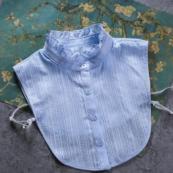 

Vintage Detachable fake collar soft yarn geometric personality Organza tip Tie High quality hollow cotton single layer shrinkage