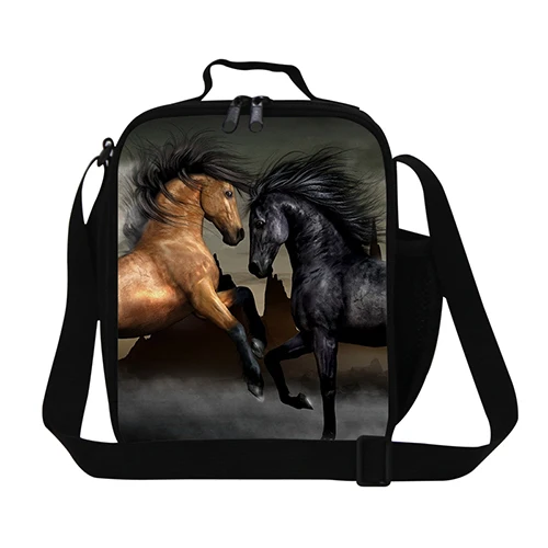 Персонализированные Фергана лошадь сумки для обедов для детей школы, крутая плюшевая лошадь Мужская сумка для ланча, наплечная пищевая сумка, слинг мешок для еды для взрослых - Цвет: Многоцветный