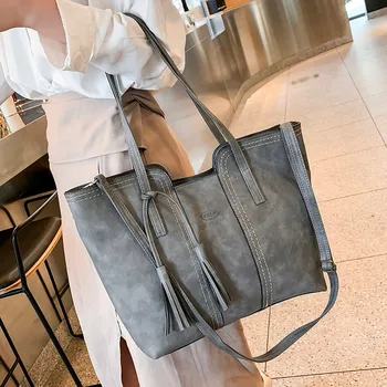 

Vintage Handbag Women Leather Shoulder Bag Ladies Retro Tote Large PU Handbags bolso 2020 Fashion Big Black Bags Large Capacity