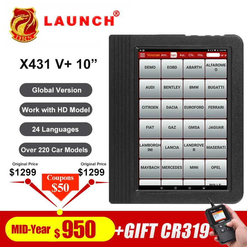 

Launch X431 V plus 10" X431 V+ OBD2 Diagnostic Scanner Automotive OBDII Auto Diagnostic Tool Car Bluetooth Wifi Full System OBD