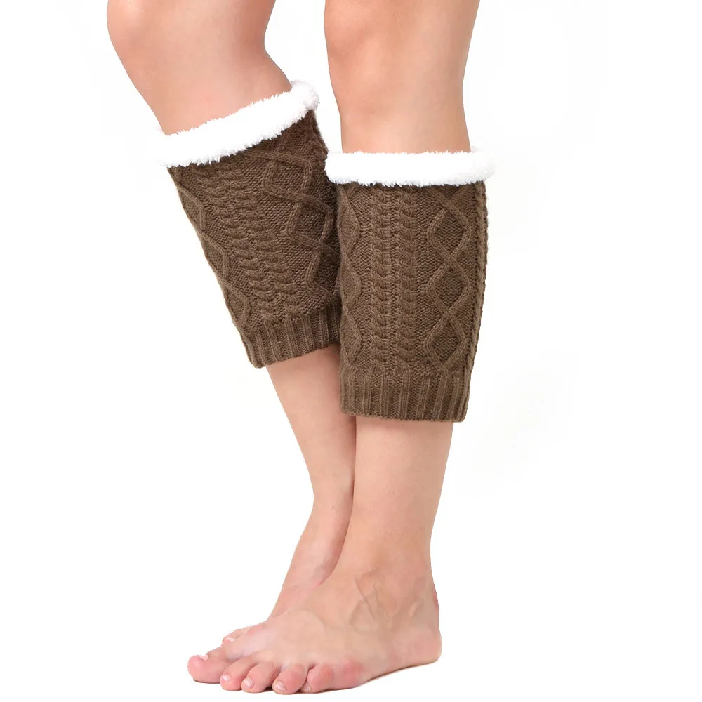 Women Girls Winter Warm Knit Crochet High Knee Leg Warmers Leggings Boot Socks