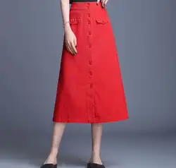 Женская длинная Модная Джинсовая юбка, новинка 2019 года, юбка с надписью