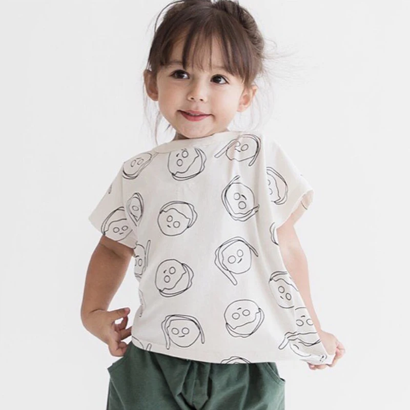 oversized t shirt	 2022 Boy Girls Short Sleeve T-shirt Baby CartoonPrinting Tee Tops Children Cotton Clothes For Summer Kids Costume For Girls Cute top T-Shirts