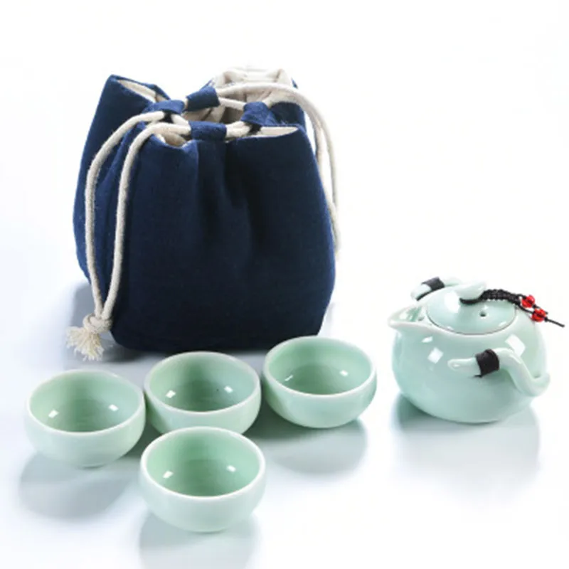Китай кофейные чайные наборы керамический чайник чайные чашки портативный дорожный чайный набор китайский чайный набор кунг-фу и поднос - Цвет: d