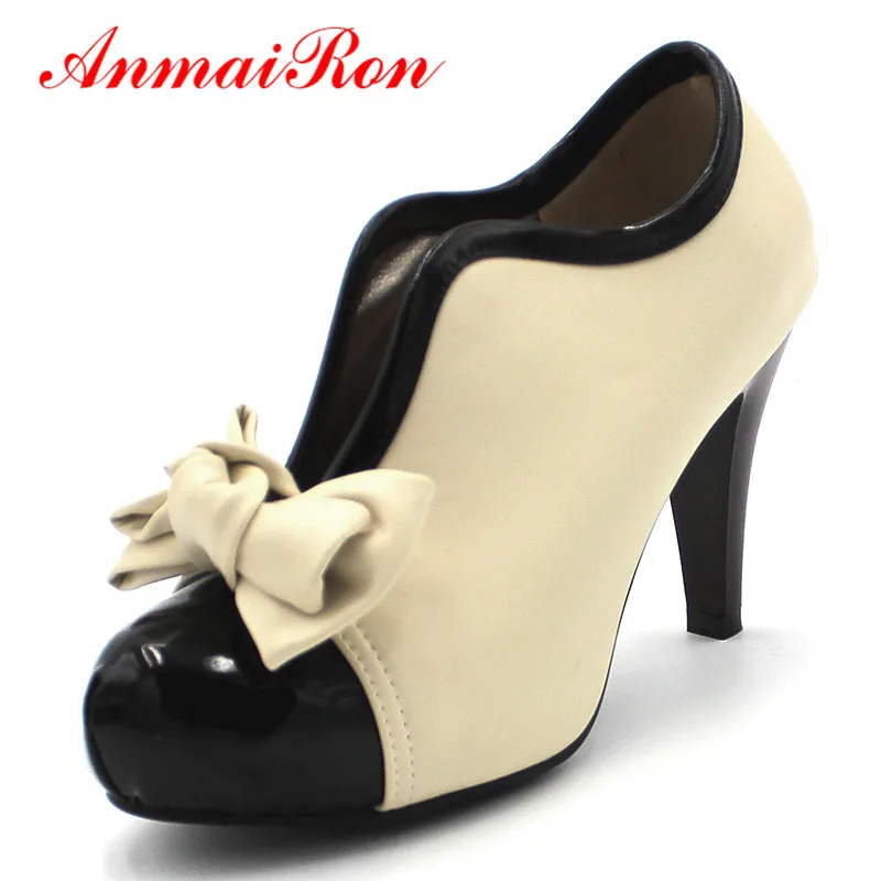 

Fashion Style Bow Ankle Boots,Round Toe High High Heels Women's Boots,size:35-39 A5jXSD