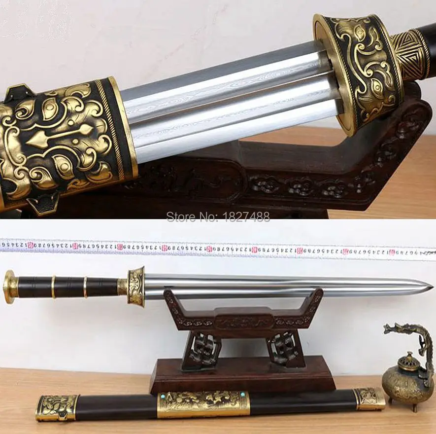 Fully Copper Knife Fitted Chinese Wushu Sword Sharp Double Groove