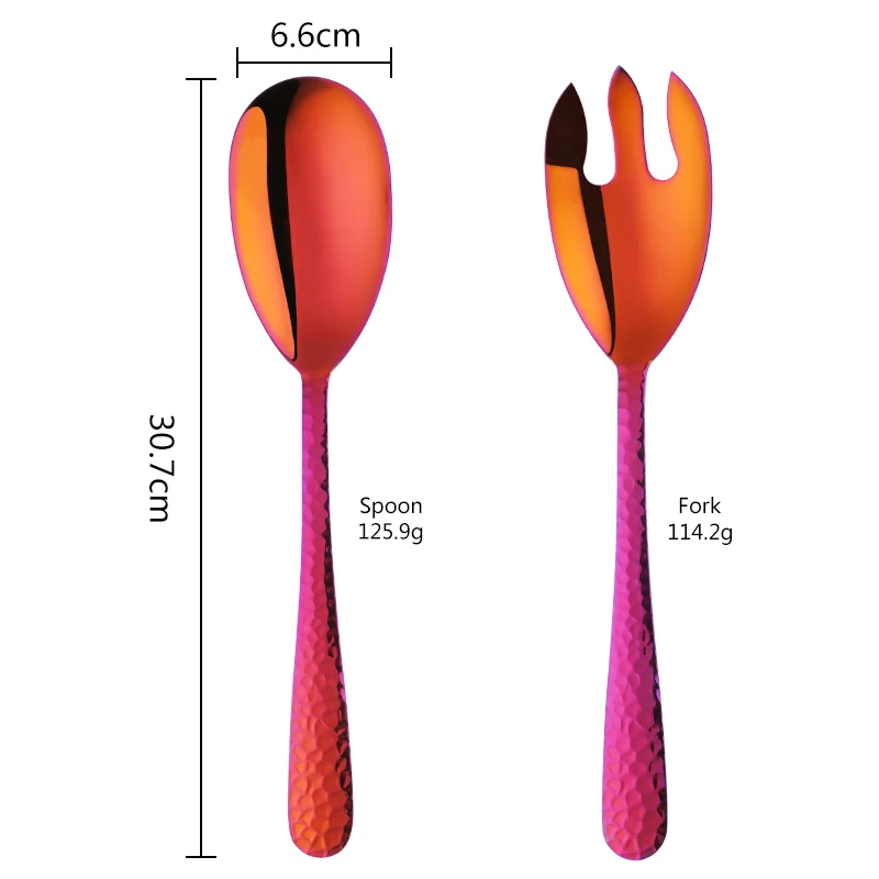 

12inch Large Serving Spoon Fork Colorful Amazing Rainbow Salad Server Tablespoon Stainless Steel Dining Kitechen Utensil