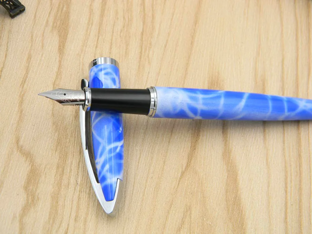 

jinhao 156 gift Metal calligraphy sky blue silver Fountain Pen