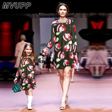 

MVUPP Mother daughter dresses Christmas Day Dress family matching outfits A-Line Family fashion Santa Claus Baby Girls' Dresses