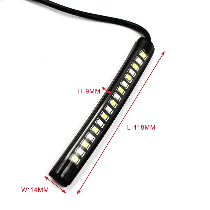 Mayitr 2pcs Universal Motorcycle 17 LED Flexible Strip Light Turn Signal Indicator White + Amber Led Running Tail Brake Lamp