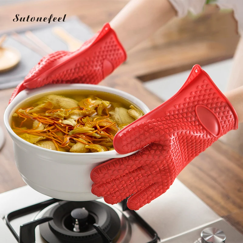 Walfos Silicone Oven Kitchen Glove Heat Resistant Thick Cooking BBQ Grill Glove  Oven Mitts Kitchen Gadgets Kitchen Accessories - AliExpress