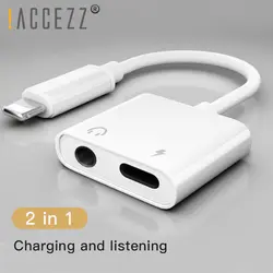 ACCEZZ 2 в 1 адаптер для наушников для iPhone X 7 8 Plus XS MAX Lighting Adapter мм 3,5 мм Jack аудио кабель наушники зарядки адаптеры для сим-карт