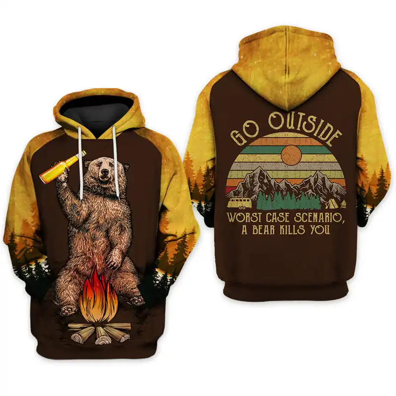 i hate people bear hoodie