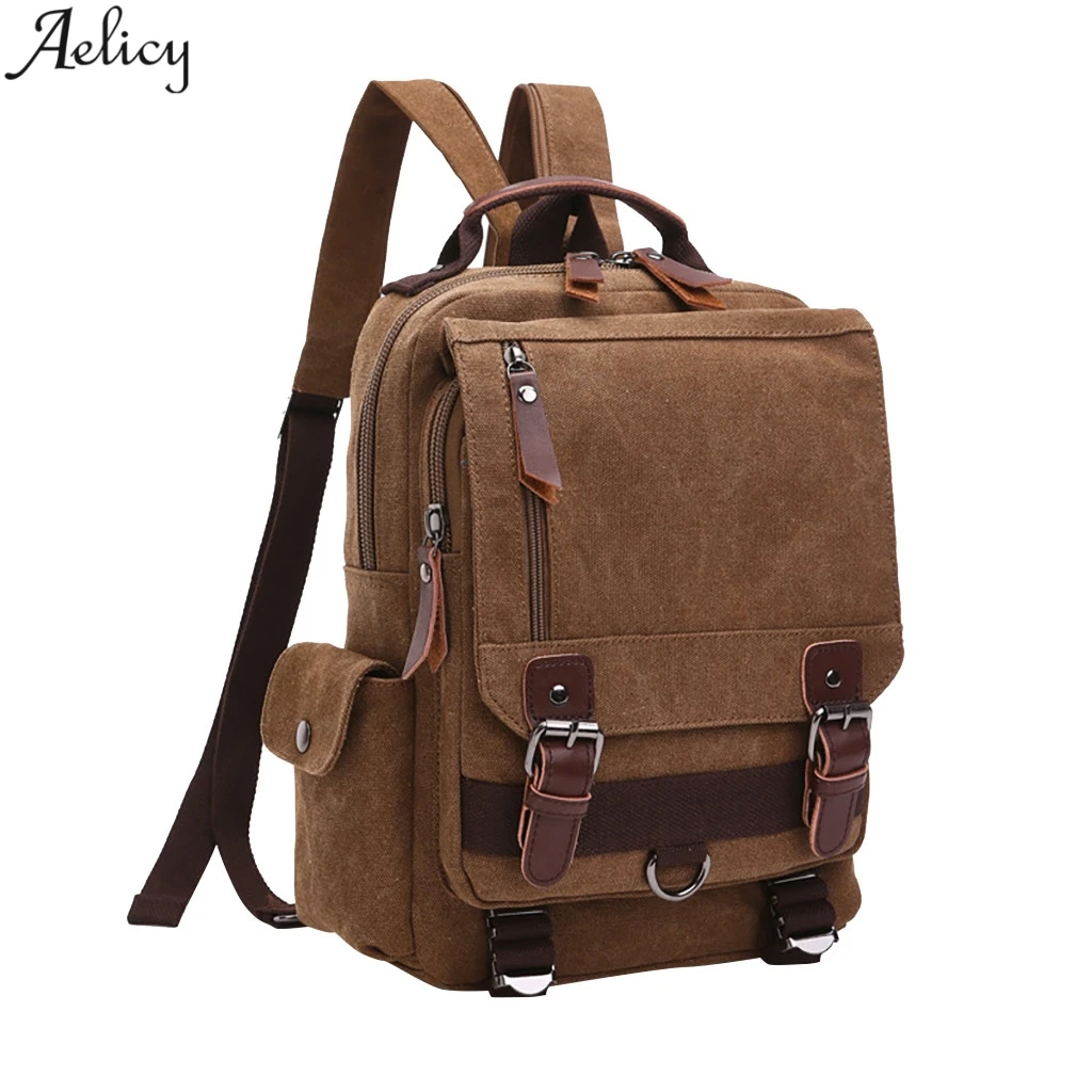 Aelicy, унисекс, Винтажный дизайн, школьная сумка, однотонный, высокое качество, Холщовый Рюкзак, для путешествий, большая емкость, многофункциональные сумки Rugzak
