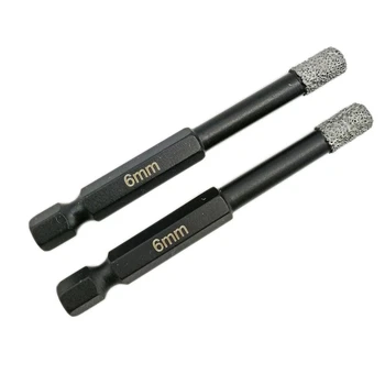 

2Pcs Diameter 6Mm Vaccum Brazed Diamond Drilling Bits For Stone Porcelain Tile Masonry