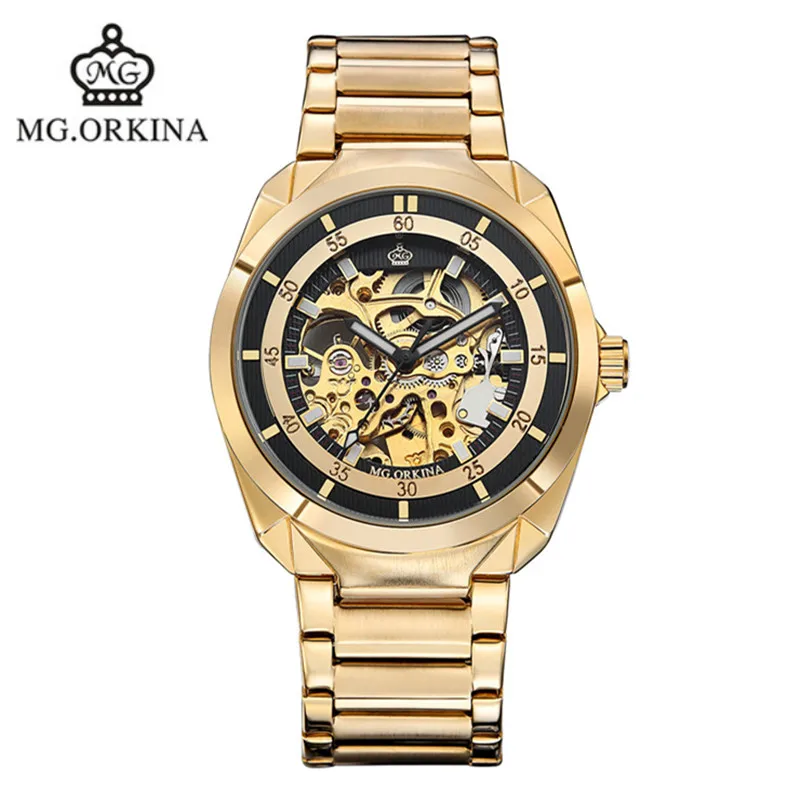 2016 selling genuine ORKINA hollow keel stainless steel automatic mechanical watches fashion waterproof man brand luxury