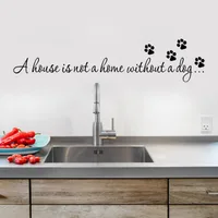 A house is not home without a dog Paw Print Wall stickers quotes decals wallpaper DIY home art decor 8523 3
