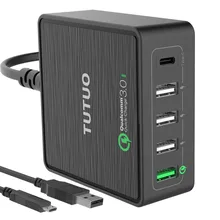 TUTUO USB Quick Charge 3.0 Type C Fast Charger Mobile Phone 40W Power Travel Desktop USB Charger for iPhone 7 8/Macbook/Android