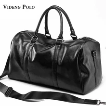 Videng polo marke casual travel duffle tasche pu-leder männer handtaschen Große Große Kapazität Reisetaschen Schwarz Herren Umhängetasche Tote