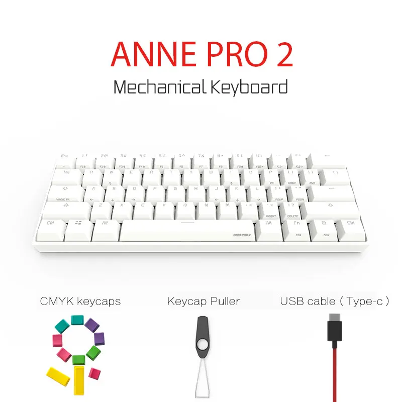 

Anne Pro 2 Bluetooth 4.0 60% Mechanical Keyboard Wireless Backlit Gateron MX Switches Mini Portable Gaming Keyboard