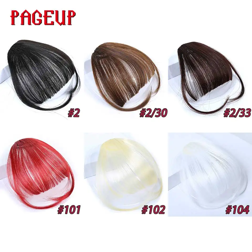 Pageup 6 Colors Synthetic Natural Front Bangs Hair pieces Clip In Fake Bangs For Women Clip In Hair Extensions Short Front Bangs